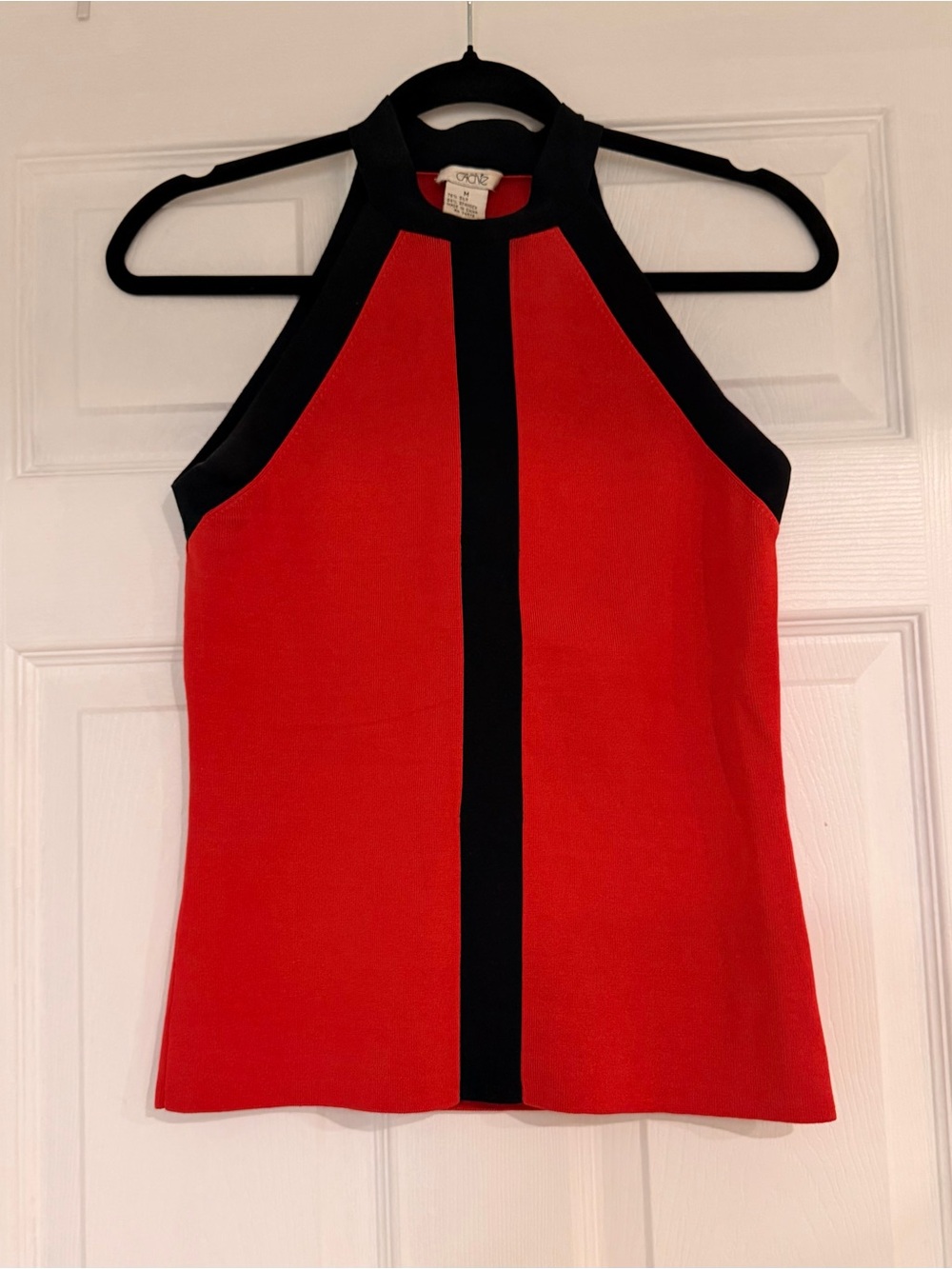 Cache Red Ribbed Halter Tank Top with Black Contrast - Picture 6 of 9